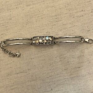 Brighton silver tone bracelet. Beautiful rhinestones and inscription.